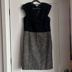 Tahari a-line 2fer dress black - size 10P